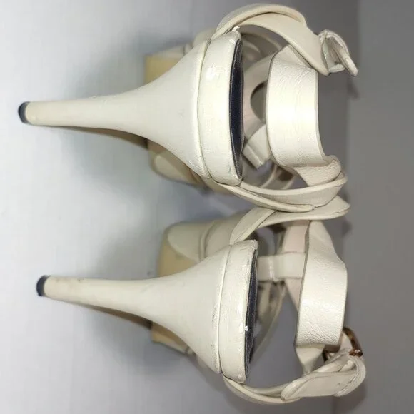 SAINT LAURENT Tribute Platform Sandals in Smooth Leather Cream Size 39 - Picture 15 of 15
